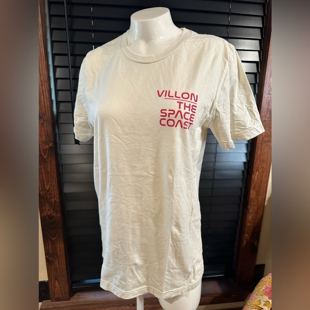 EUC funny Villon  Space graphic T-SHIRT  white logo on back Sz M